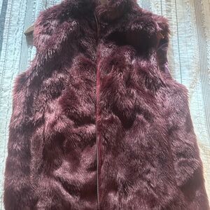 J. Crew Deep Burgundy Faux Fur Vest
